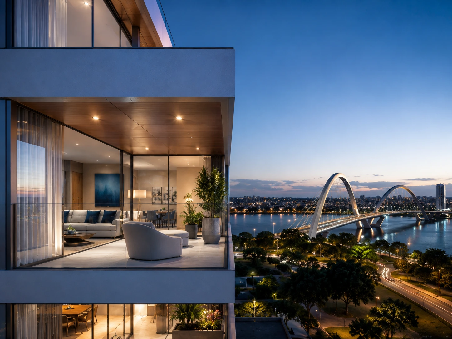 Varanda com vista urbana em Brasília